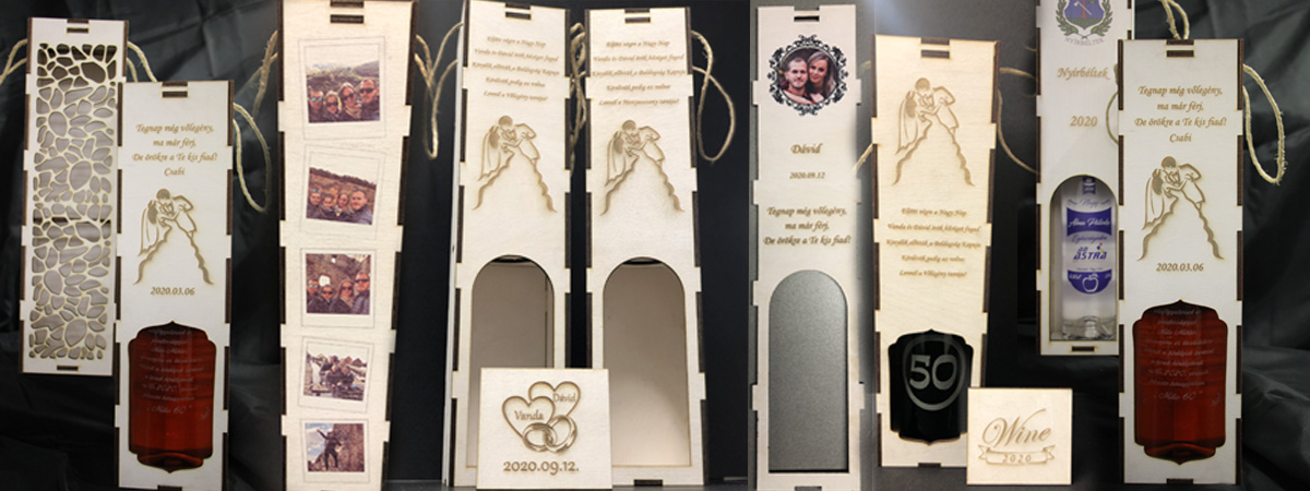 Gravírozott italos dobozok ajándékba